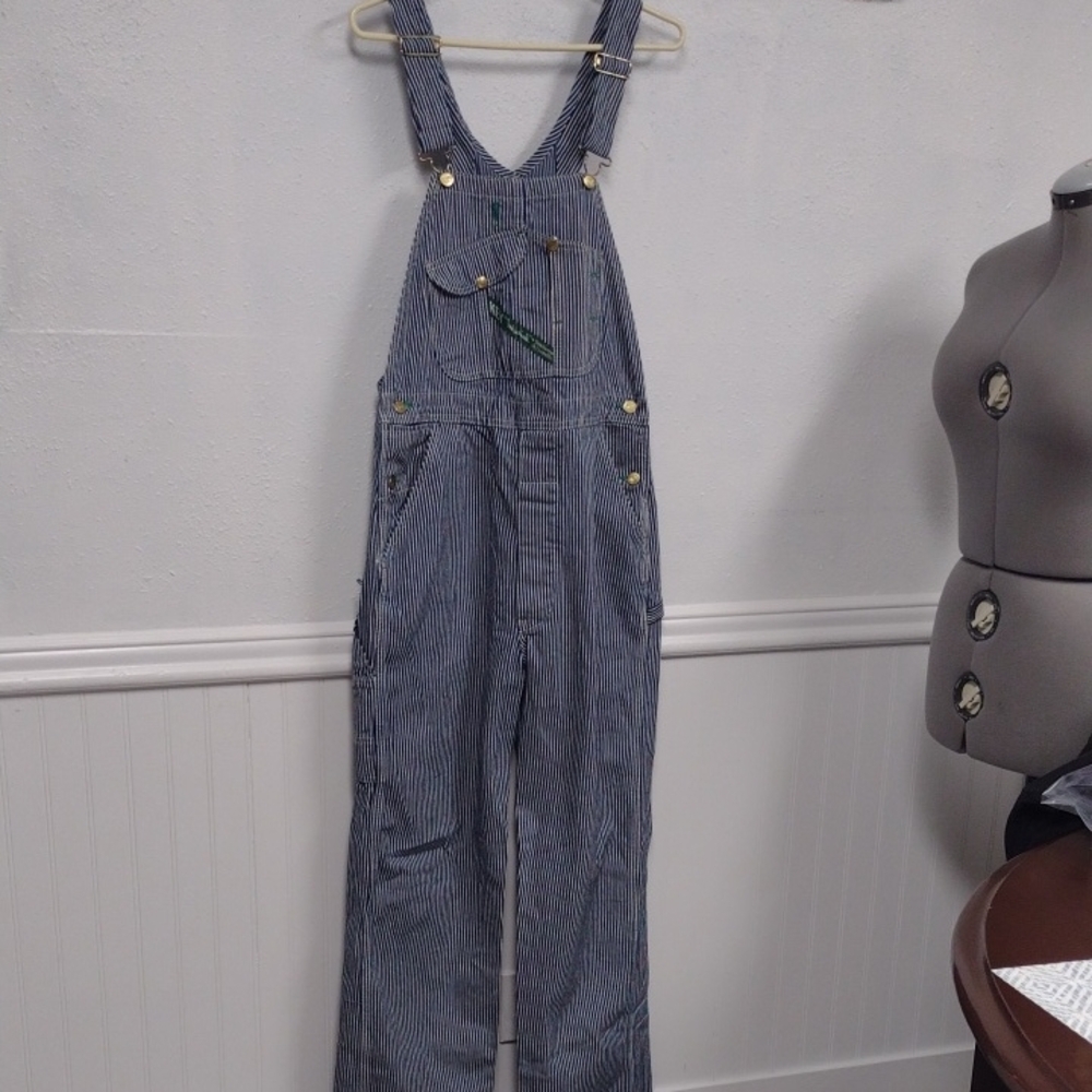 New Without a Label, Classic Striped Men's Overalls Carpenter, Work